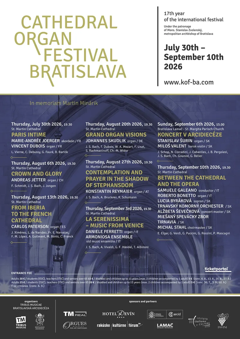 Cathedral Organ Festival Bratislava 2026 Poster