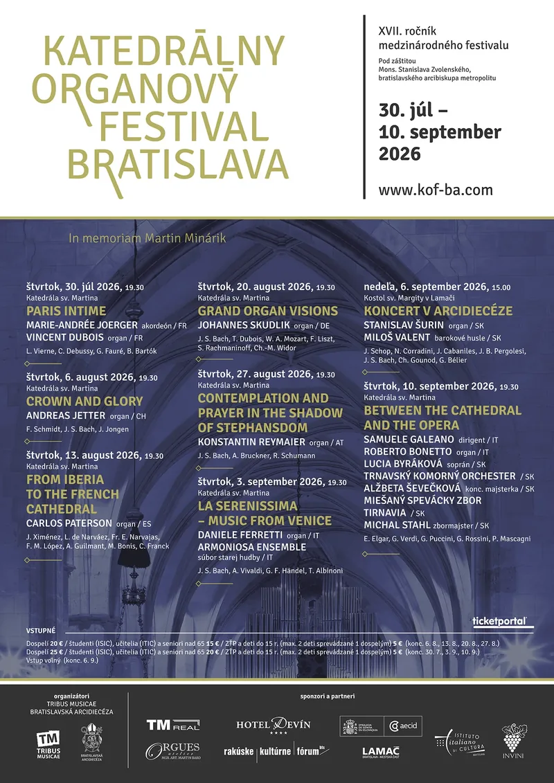 Plagát Katedrálny organový festival Bratislava 2026